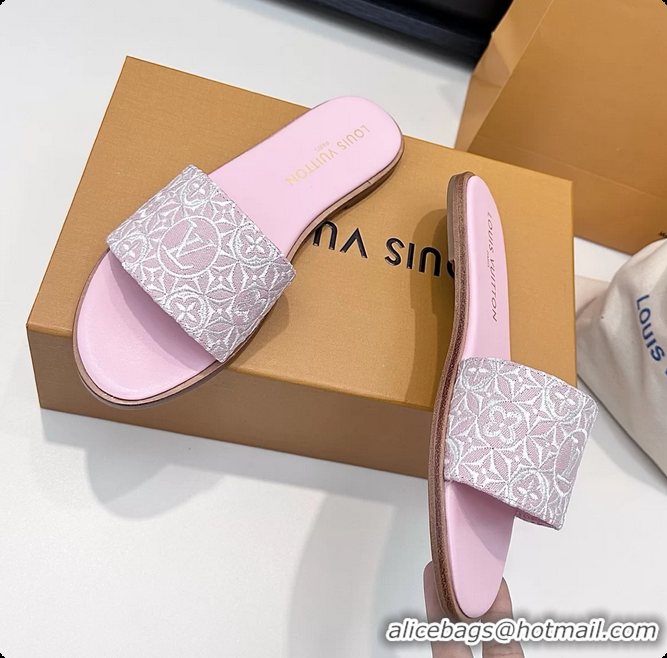 Grade Quality Louis Vuitton LV Lily Flats Mule Slides Sandals Pink Monogram Jacquard 6061612