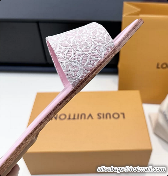 Grade Quality Louis Vuitton LV Lily Flats Mule Slides Sandals Pink Monogram Jacquard 6061612