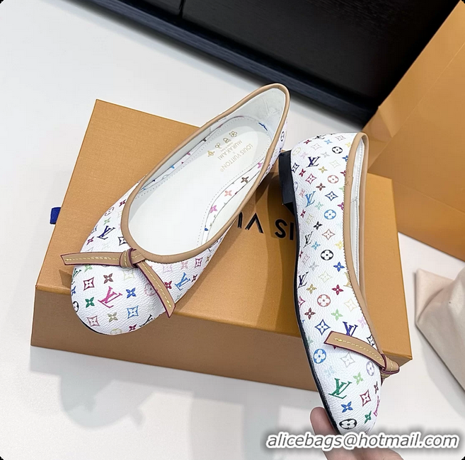 Best Grade Louis Vuitton LVxTM Darling Bow Ballet Flats White Multicolor Monogram Canvas 6061613