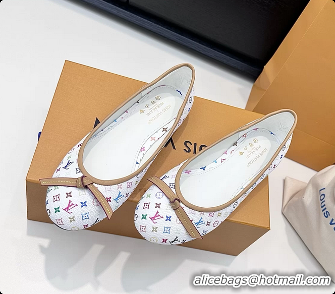Best Grade Louis Vuitton LVxTM Darling Bow Ballet Flats White Multicolor Monogram Canvas 6061613