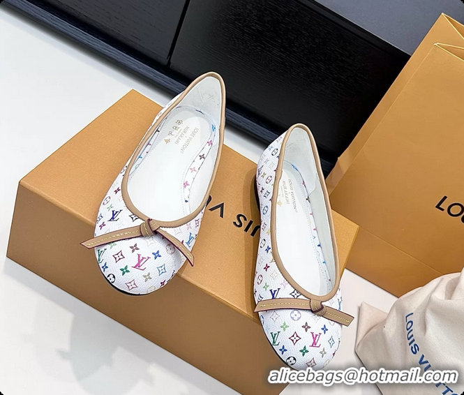Best Grade Louis Vuitton LVxTM Darling Bow Ballet Flats White Multicolor Monogram Canvas 6061613
