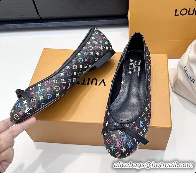 Best Product Louis Vuitton LVxTM Darling Bow Ballet Flats Black Multicolor Monogram Canvas 6061613