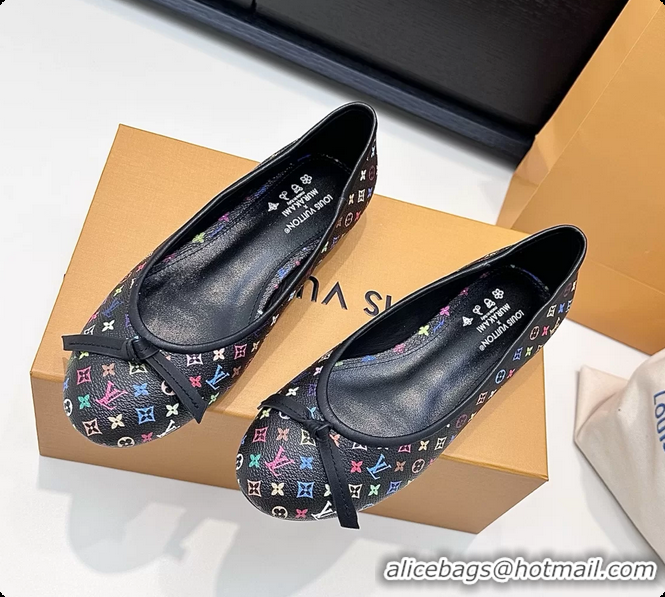 Best Product Louis Vuitton LVxTM Darling Bow Ballet Flats Black Multicolor Monogram Canvas 6061613