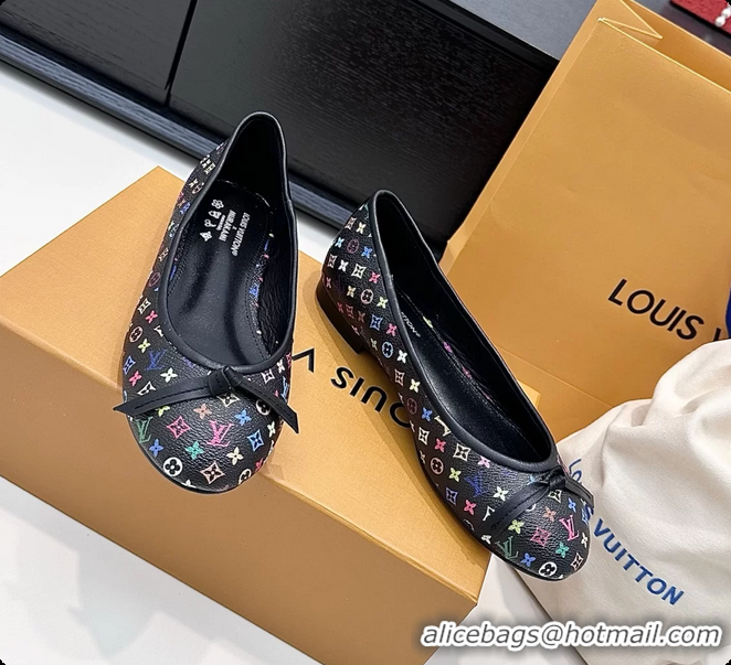 Best Product Louis Vuitton LVxTM Darling Bow Ballet Flats Black Multicolor Monogram Canvas 6061613
