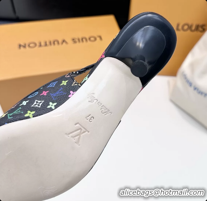 Hot Style Louis Vuitton LVxTM 6AM Bow Slingback Pumps Black Multicolor Monogram Canvas 65MM 6061614