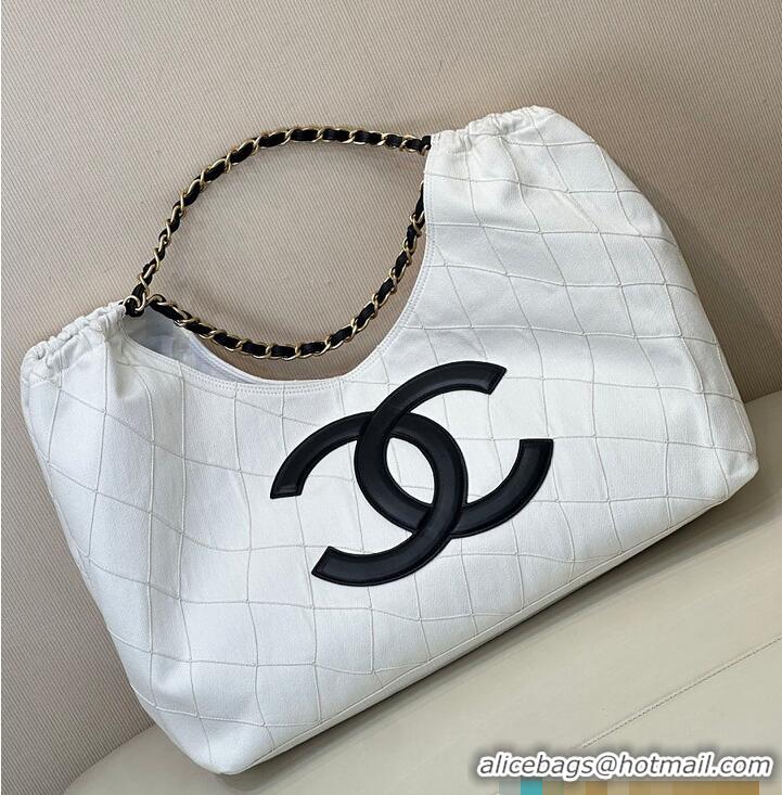 Buy Discount Chanel Coco Beach Small Shopping Bag Denim With Calfskin AS6191 White/Black/Gold 2026