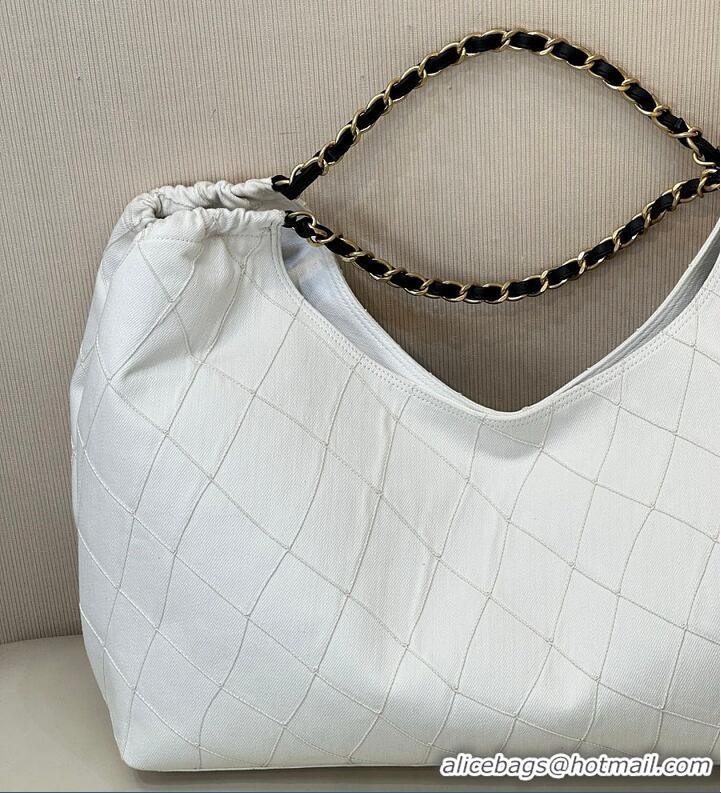Buy Discount Chanel Coco Beach Small Shopping Bag Denim With Calfskin AS6191 White/Black/Gold 2026