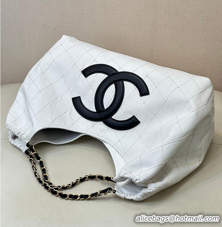 Buy Discount Chanel Coco Beach Small Shopping Bag Denim With Calfskin AS6191 White/Black/Gold 2026
