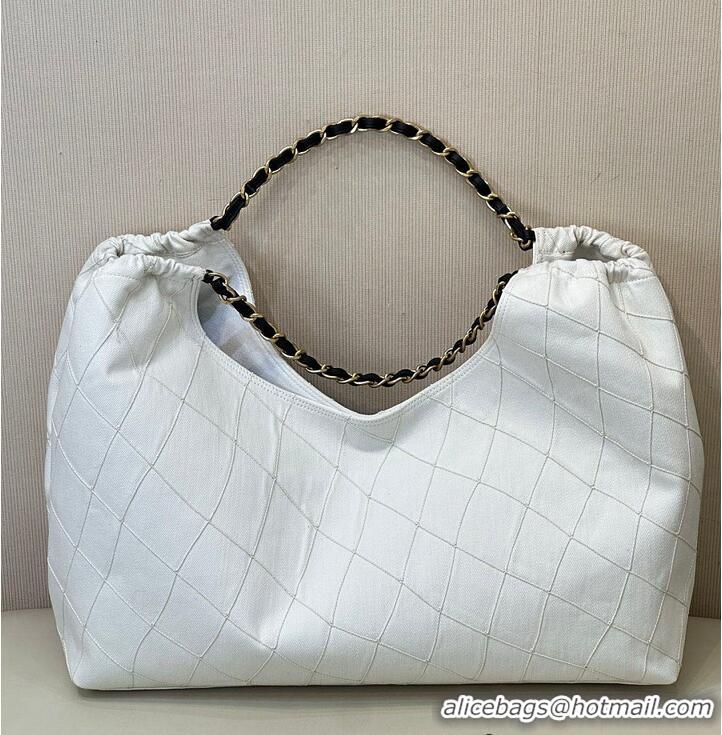 Buy Discount Chanel Coco Beach Small Shopping Bag Denim With Calfskin AS6191 White/Black/Gold 2026