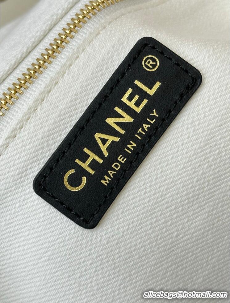 Buy Discount Chanel Coco Beach Small Shopping Bag Denim With Calfskin AS6191 White/Black/Gold 2026
