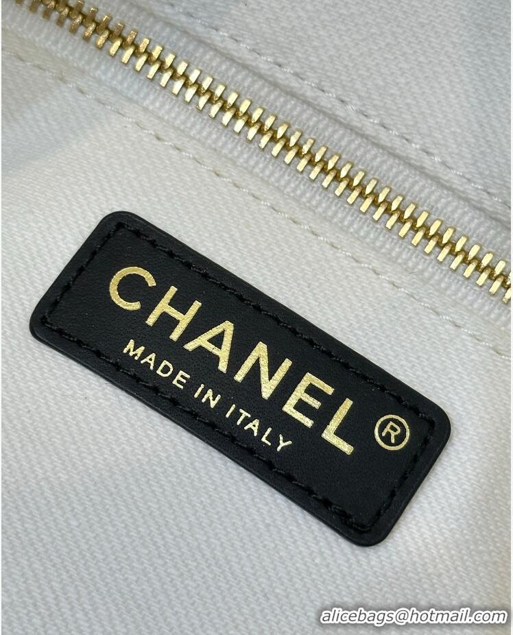 Buy Discount Chanel Coco Beach Small Shopping Bag Denim With Calfskin AS6191 White/Black/Gold 2026