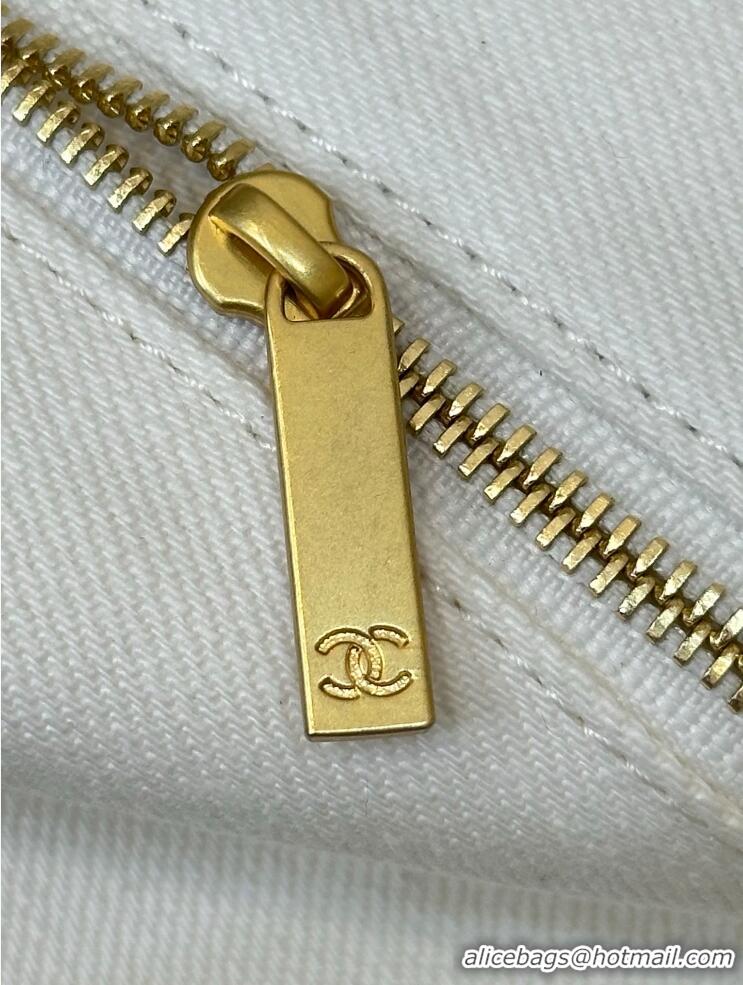 Buy Discount Chanel Coco Beach Small Shopping Bag Denim With Calfskin AS6191 White/Black/Gold 2026