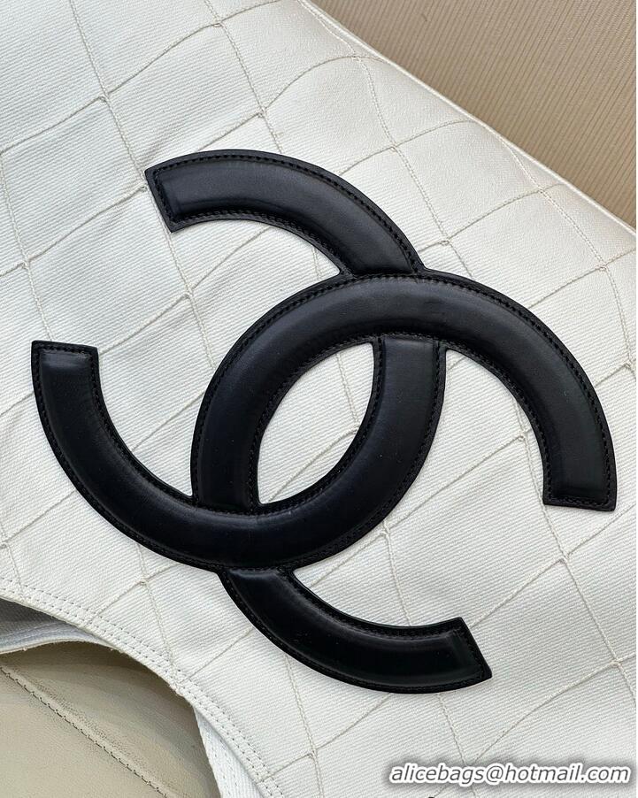 Buy Discount Chanel Coco Beach Small Shopping Bag Denim With Calfskin AS6191 White/Black/Gold 2026