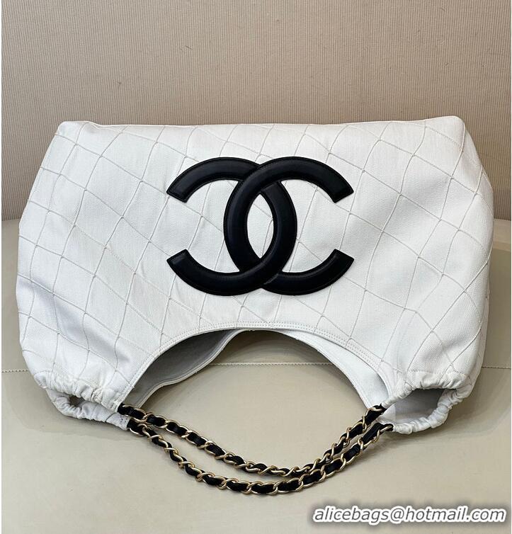 Buy Discount Chanel Coco Beach Small Shopping Bag Denim With Calfskin AS6191 White/Black/Gold 2026