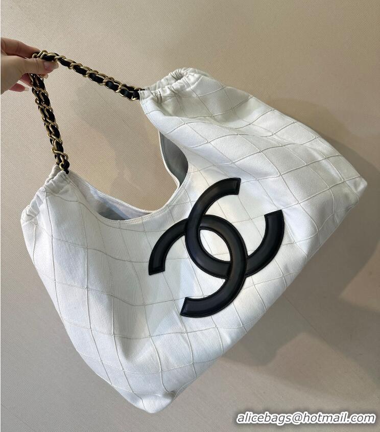 Buy Discount Chanel Coco Beach Small Shopping Bag Denim With Calfskin AS6191 White/Black/Gold 2026