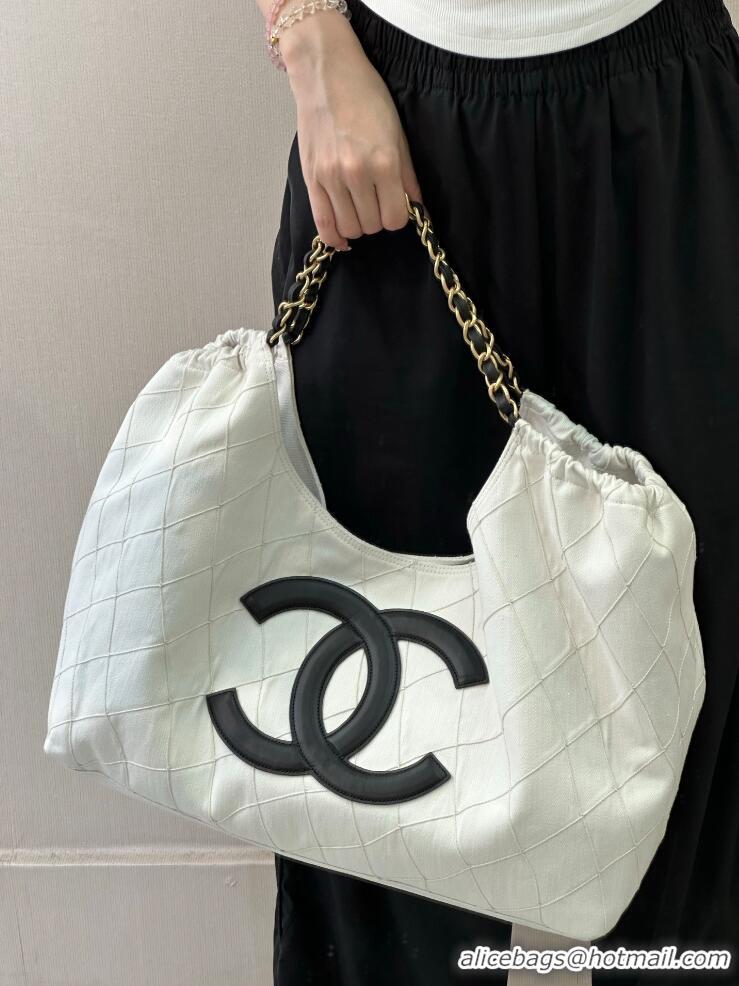 Buy Discount Chanel Coco Beach Small Shopping Bag Denim With Calfskin AS6191 White/Black/Gold 2026
