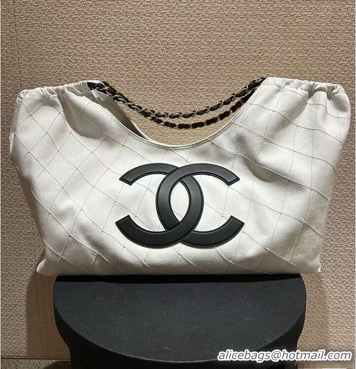 Buy Discount Chanel Coco Beach Small Shopping Bag Denim With Calfskin AS6191 White/Black/Gold 2026