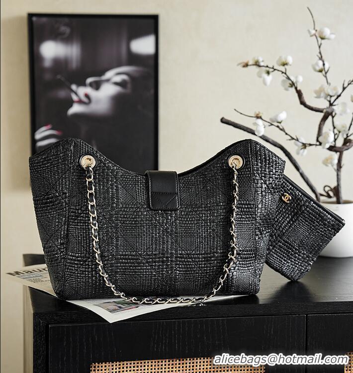 Top Grade Chanel 26S Knit Book Tote Bag AS6070 Black 2026