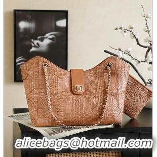 Buy Inexpensive Chanel 26S Knit Book Tote Bag AS6070 Brown 2026