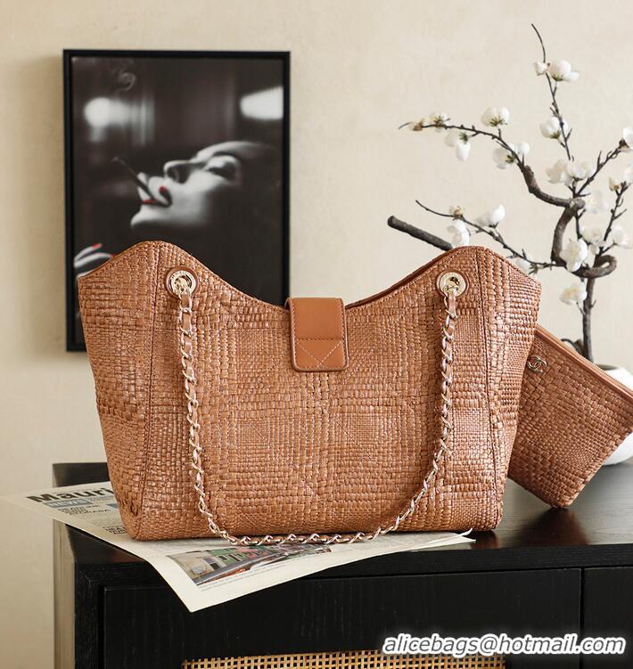 Buy Inexpensive Chanel 26S Knit Book Tote Bag AS6070 Brown 2026
