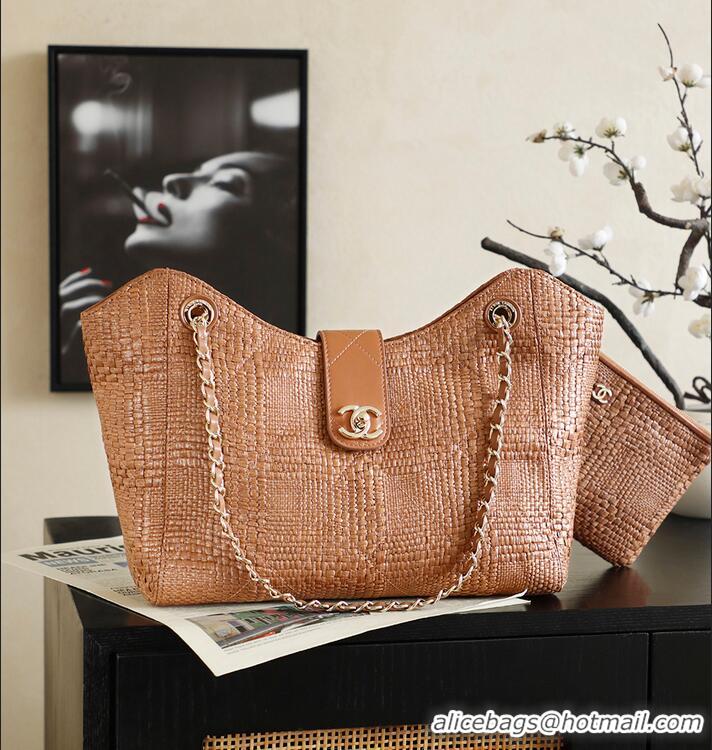 Buy Inexpensive Chanel 26S Knit Book Tote Bag AS6070 Brown 2026