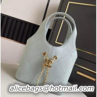 Top Design Chanel Calfskin Leather Small Shopping Bag AS6132 Light Blue 2026