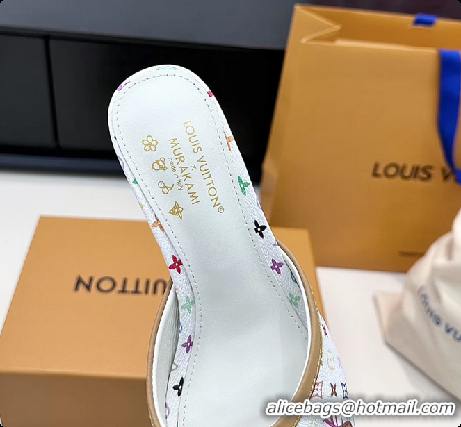 Most Popular Louis Vuitton LVxTM 6AM Bow Heeled Slides Sandals White Multicolor Monogram Canvas 6061701