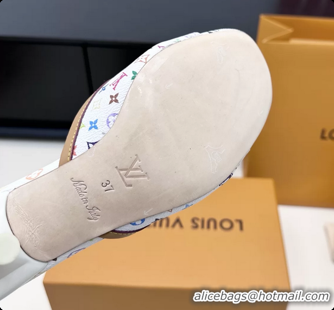 Most Popular Louis Vuitton LVxTM 6AM Bow Heeled Slides Sandals White Multicolor Monogram Canvas 6061701