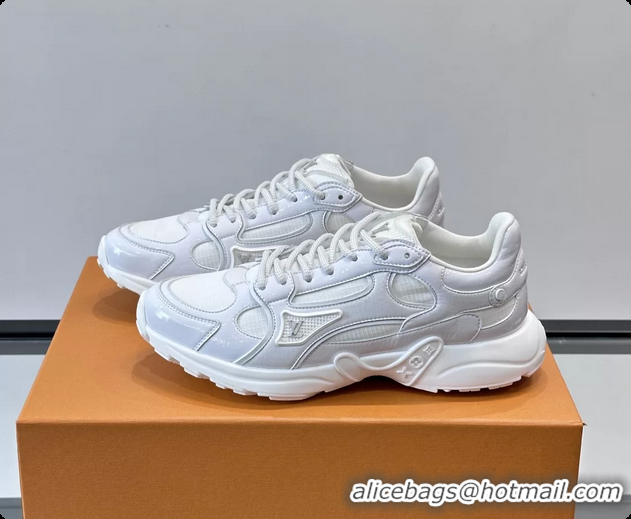 Unique Style Louis Vuitton LV Olympia Sneaker White Lace Technical Mesh and Nubuck Leather 6061704