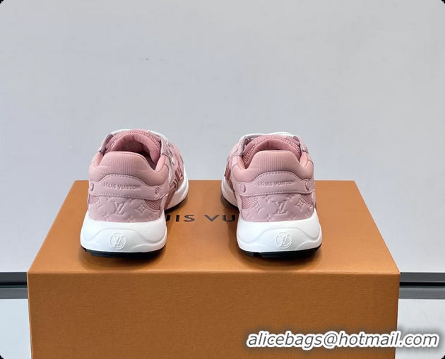 Good Looking Louis Vuitton LV Olympia Sneaker Pink Lace Technical Mesh and Nubuck Leather 6061704