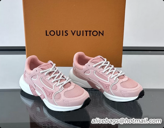 Good Looking Louis Vuitton LV Olympia Sneaker Pink Lace Technical Mesh and Nubuck Leather 6061704