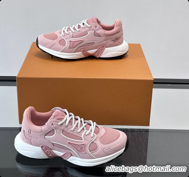 Good Looking Louis Vuitton LV Olympia Sneaker Pink Lace Technical Mesh and Nubuck Leather 6061704