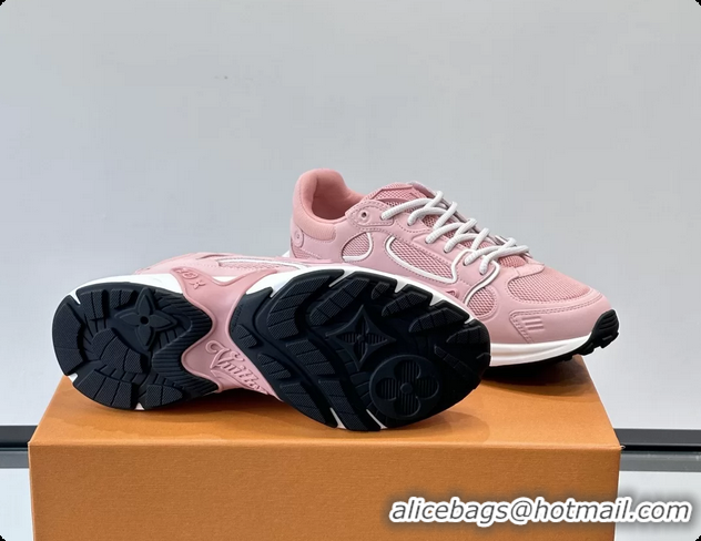 Good Looking Louis Vuitton LV Olympia Sneaker Pink Lace Technical Mesh and Nubuck Leather 6061704