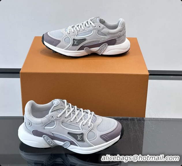 Best Product Louis Vuitton LV Olympia Sneaker Gray Lace Technical Mesh and Nubuck Leather 6061704