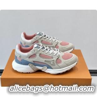 Cheap Price Louis Vuitton LV Olympia Sneaker Cream Pink Lace Technical Mesh and Nubuck Leather 6061704
