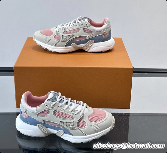 Cheap Price Louis Vuitton LV Olympia Sneaker Cream Pink Lace Technical Mesh and Nubuck Leather 6061704