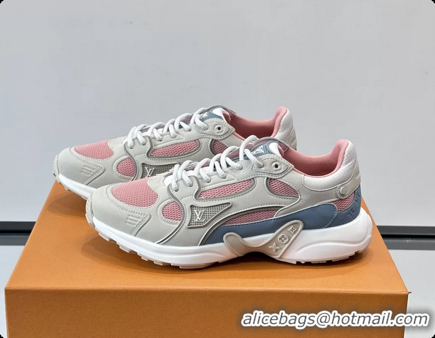 Cheap Price Louis Vuitton LV Olympia Sneaker Cream Pink Lace Technical Mesh and Nubuck Leather 6061704