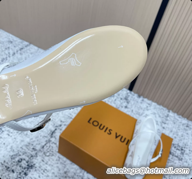 Unique Discount Louis Vuitton Mary Jane Romy Flat Ballerina White Mesh Strass 6061705