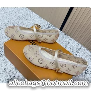 Lower Price Louis Vuitton Mary Jane Romy Flat Ballerina Nude Beige Mesh Strass 6061705