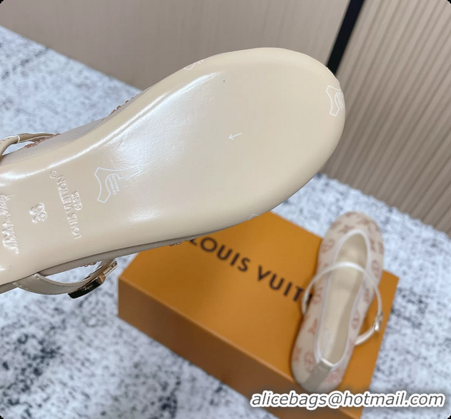 Lower Price Louis Vuitton Mary Jane Romy Flat Ballerina Nude Beige Mesh Strass 6061705