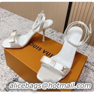 Stylish Louis Vuitton 6AM High Heeled Sandals White Satin 6061706