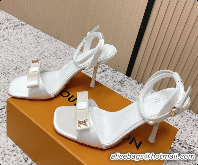 Stylish Louis Vuitton 6AM High Heeled Sandals White Satin 6061706