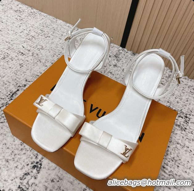 Stylish Louis Vuitton 6AM High Heeled Sandals White Satin 6061706