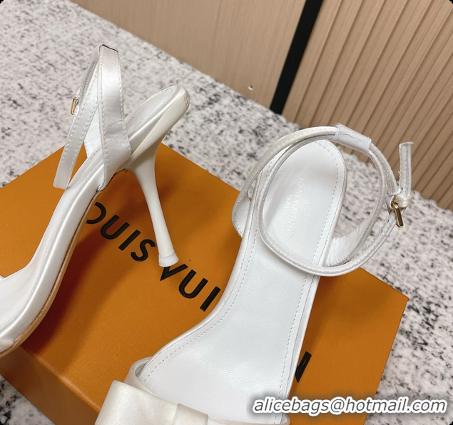 Stylish Louis Vuitton 6AM High Heeled Sandals White Satin 6061706
