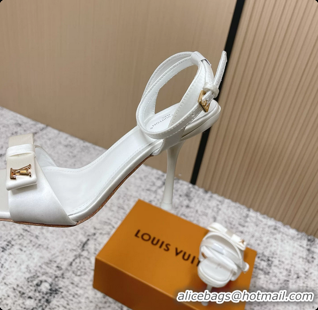 Stylish Louis Vuitton 6AM High Heeled Sandals White Satin 6061706