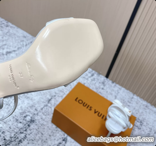 Stylish Louis Vuitton 6AM High Heeled Sandals White Satin 6061706