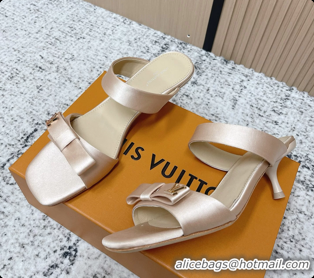 Sophisticated Louis Vuitton 6AM High Heeled Sandals Light Pink Satin 6061706