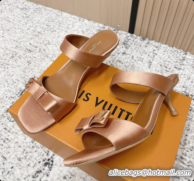Duplicate Louis Vuitton 6AM High Heeled Sandals Brown Satin 6061706
