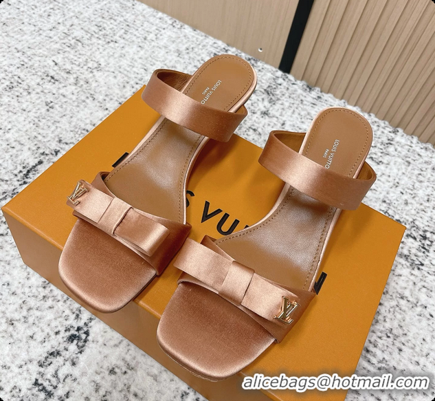 Duplicate Louis Vuitton 6AM High Heeled Sandals Brown Satin 6061706