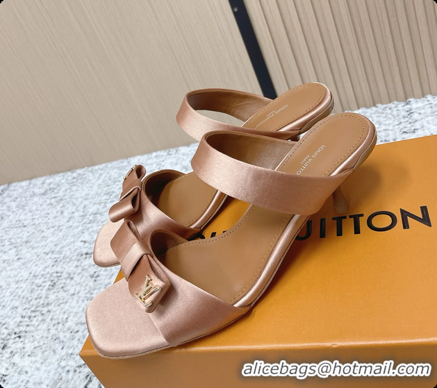 Duplicate Louis Vuitton 6AM High Heeled Sandals Brown Satin 6061706
